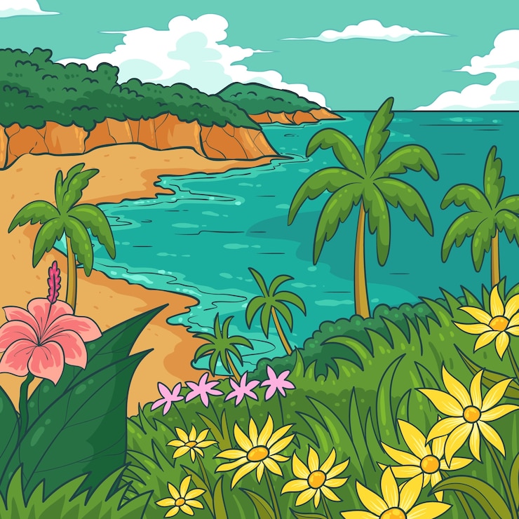 Vector hand drawn tropical illustration