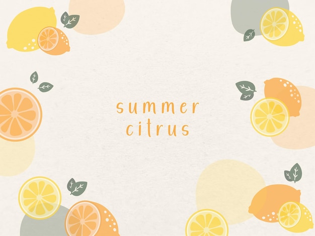hand drawn vector mnimal illustration set of pastel citrus doodle frame with space for text