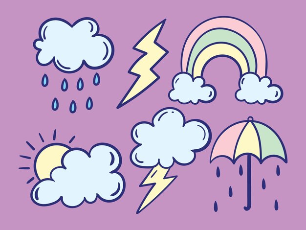 Hand drawn weather cloud scribble doodle Premium Vector