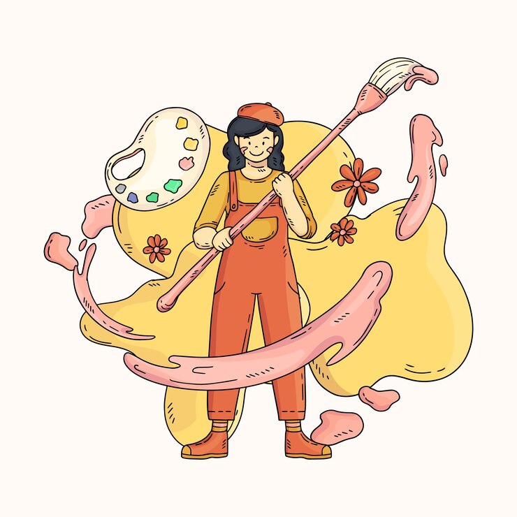 Vector hand drawn world art day illustration