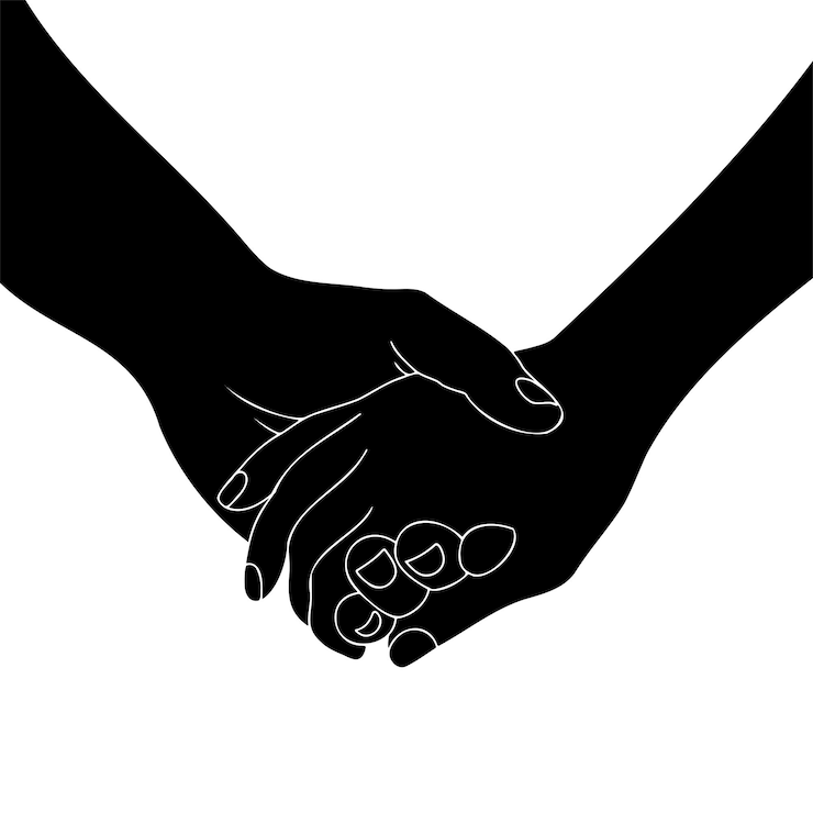 Vector hand gesture silhouette friendship day vector illustration on white background