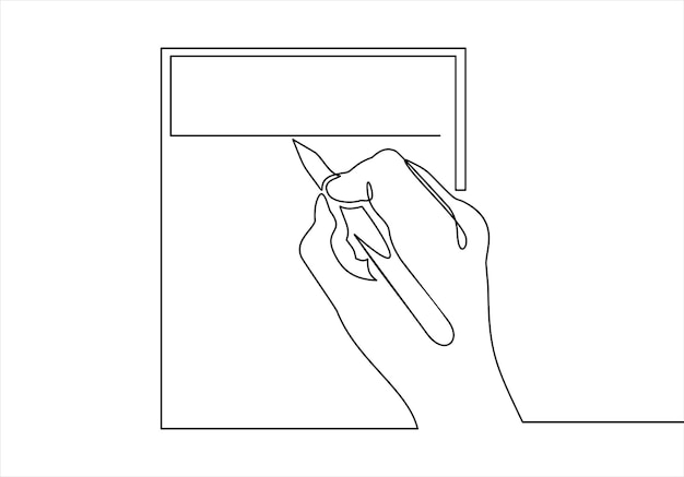 hand holding a pen line