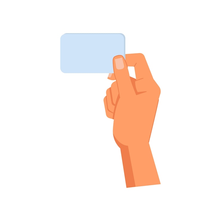 Vector hand holding empty bank card flat cartoon