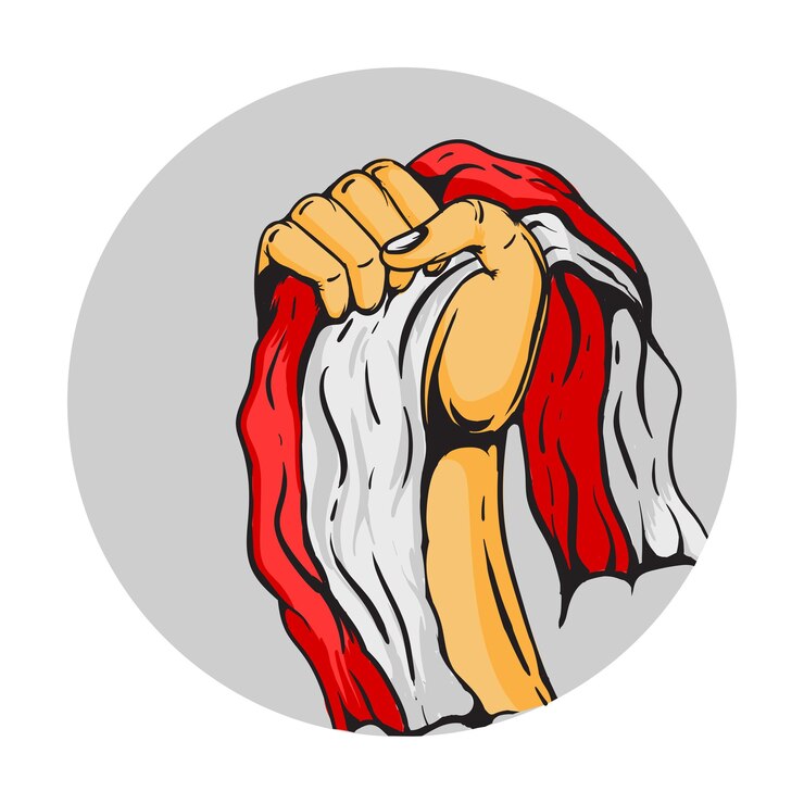 Vector hand holding indonesian flag vector ilustration indonesian independence day vector hand ilustrat