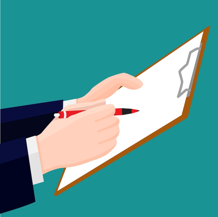 Vector hand holding pen