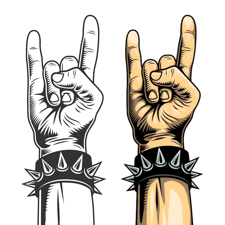 Vector hand in rock sign.