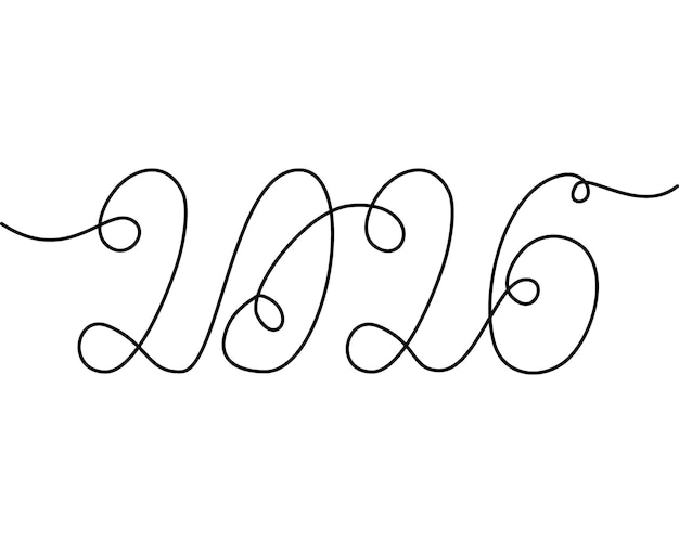 hand lettering new year date with continuous line christmas or new year greeting design idea