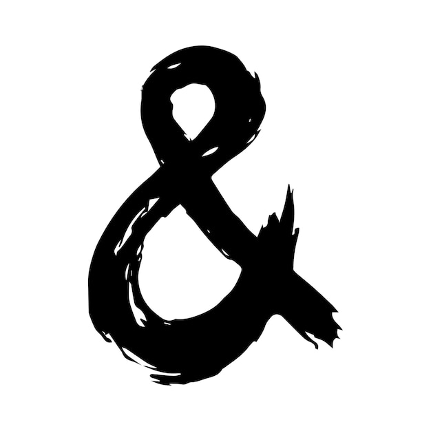 Hand lettering paint brush stroke grunge of ampersands sign