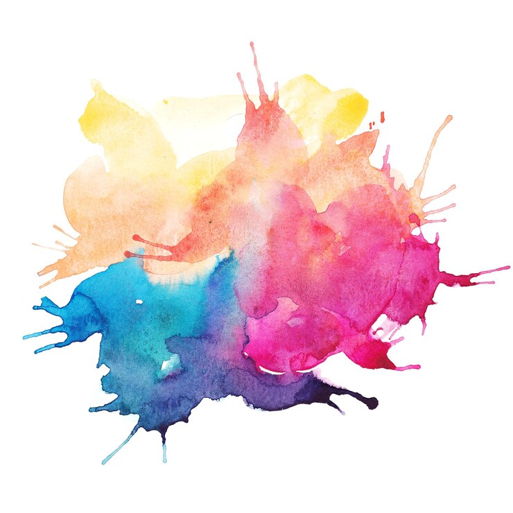 Hand painted watercolor abstract splash with vibrant colors