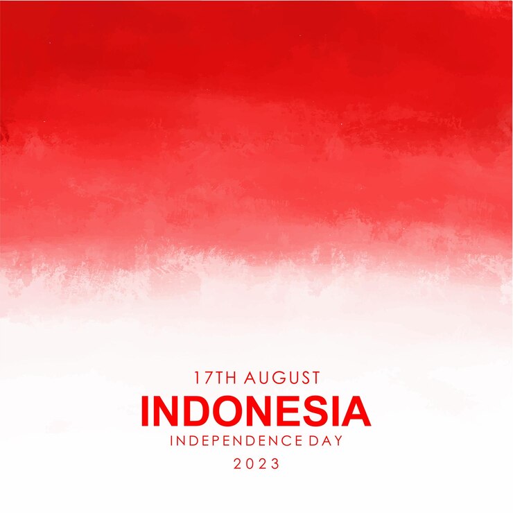 Vector hand painted watercolor background of indonesia independence day