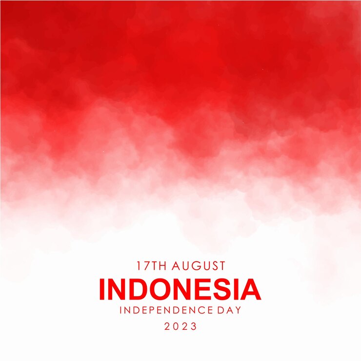 Vector hand painted watercolor background of indonesia independence day