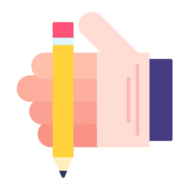 Hand Pencil Flat Illustration