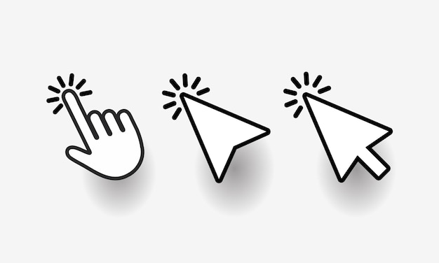 Hand pointer icons Pointer click Cursor icon Clicking finger Computer mouse click