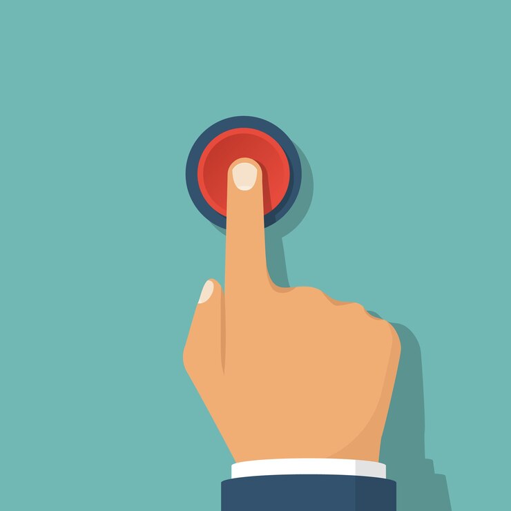 Vector hand pressing red button