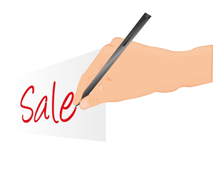 Vector hand writing sale with perspective isolated vector