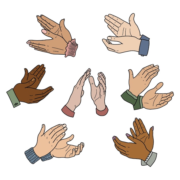 handclaps applause ovation a set of cartoonstyle cliparts isolated on a white background a design element
