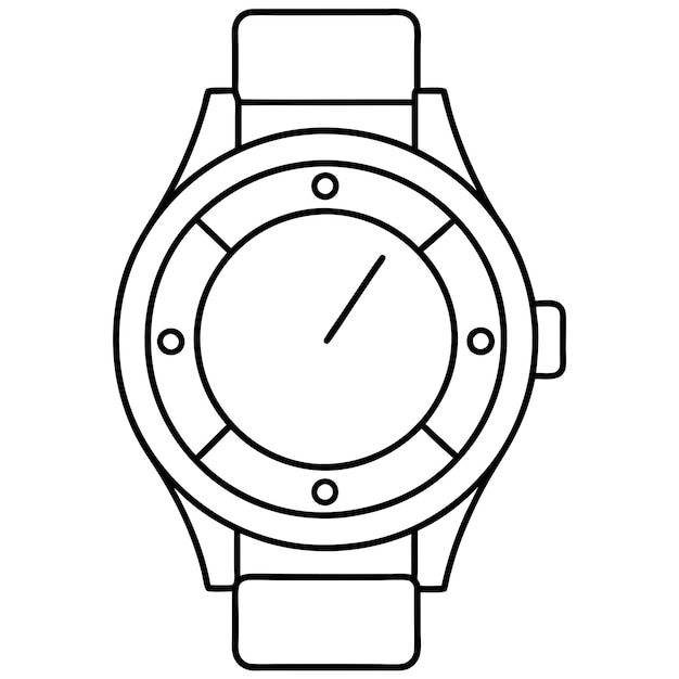 Handdrawn childrens cartoon vector image with a flat watch symbol A Single Item