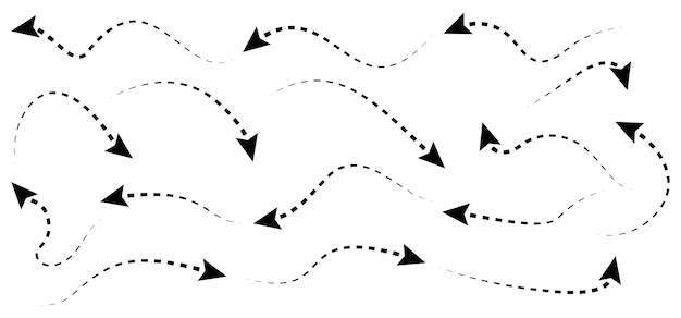Handdrawn Doodle arrows icon set or graphics collection Pointer icons Pointer graphic symbols