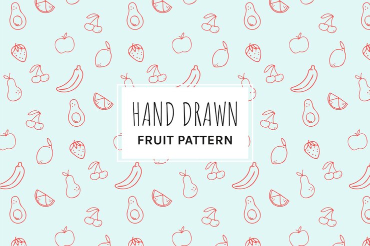 HandDrawn Fruit Seamless Pattern Cute and Colorful Vector Design