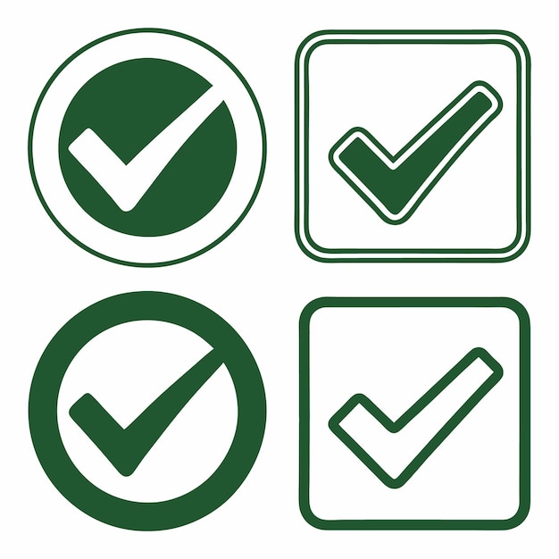 HandDrawn Green Tick Icons Check Mark Design Set