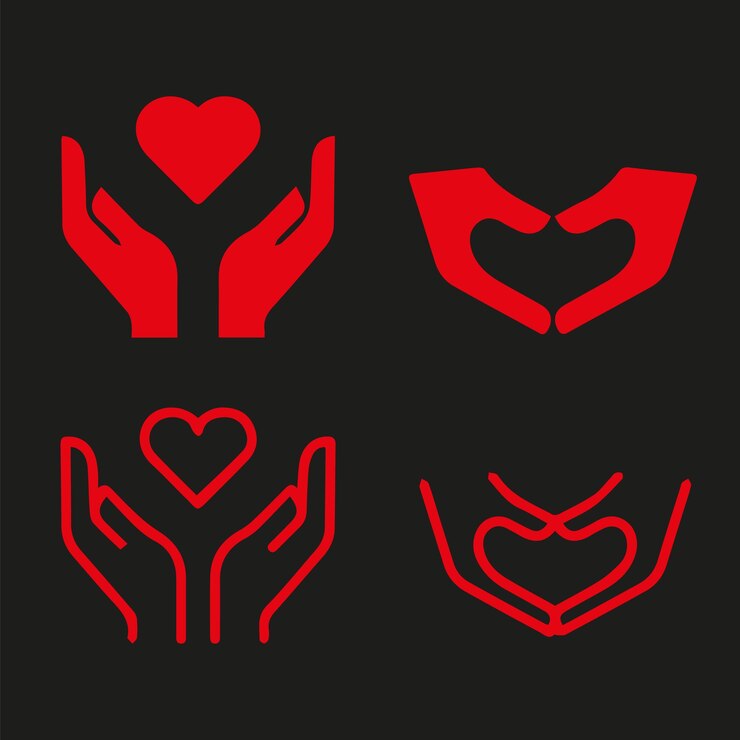 Hands and Heart Icons Representing Love Care and Support