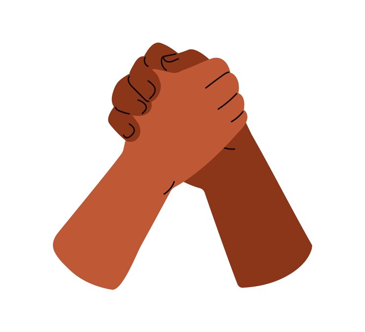 Vector hands clasp grip buddies greeting informal hi gesture friends bros grabbing arms together respect friendship communication concept flat vector illustration isolated on white background