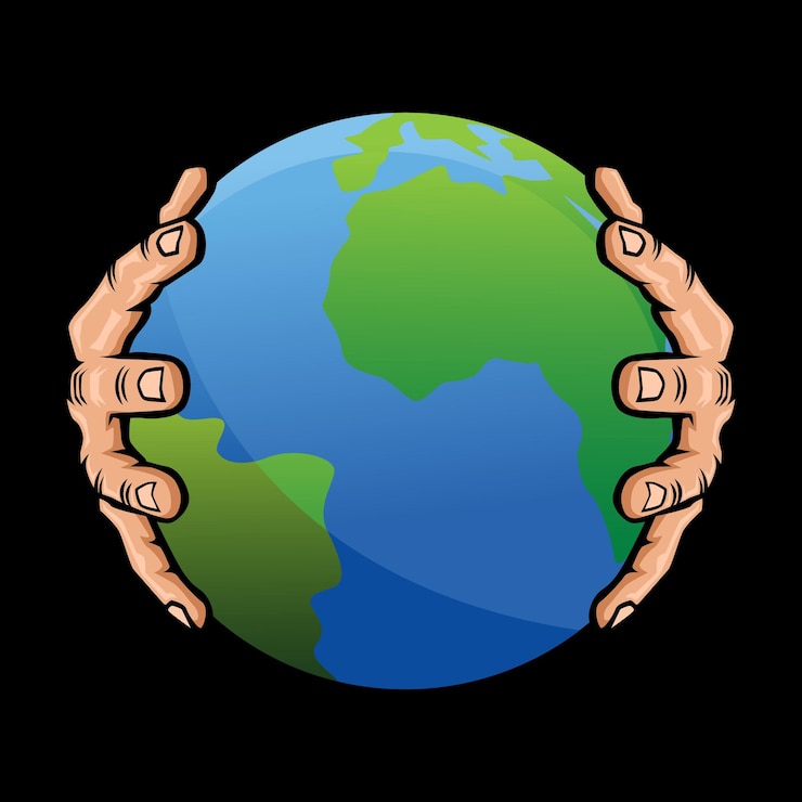 Vector hands holding globe earth world earth day concept illustration
