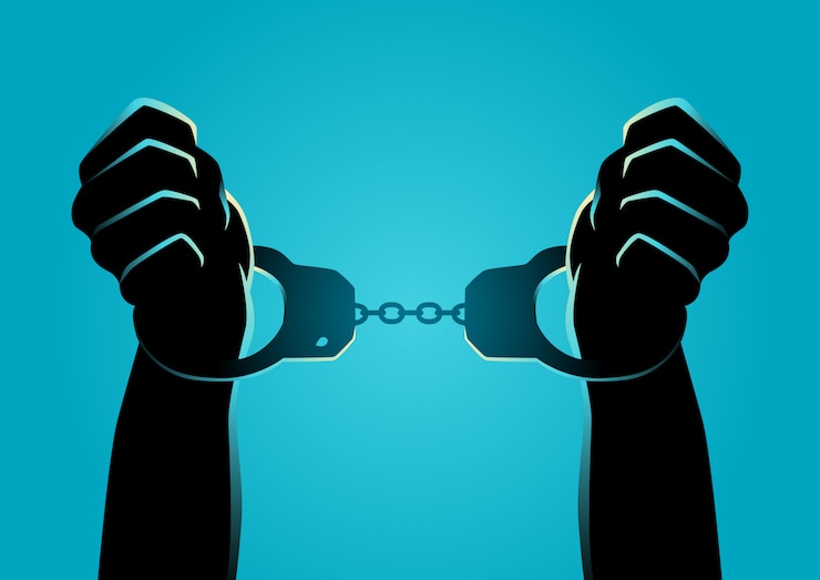 Vector hands in handcuffs