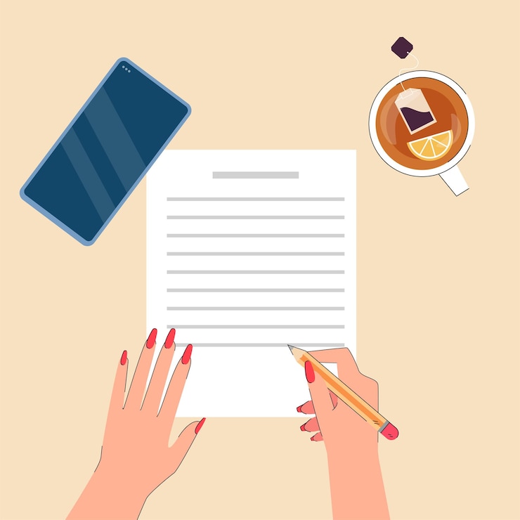 Vector hands of female worker signing document