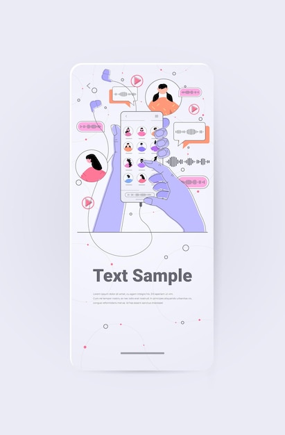 hands using smartphone communicate in instant messengers by voice messages audio chat