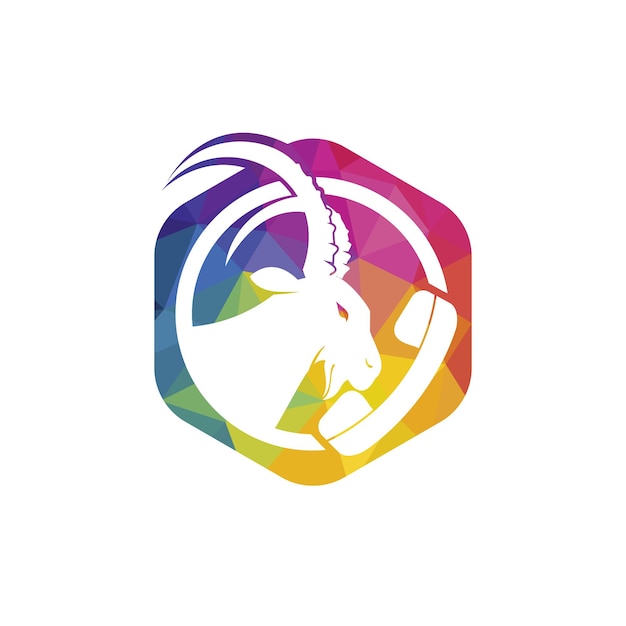 Handset with goat icon vector logo design template