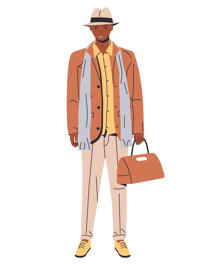 Vector handsome black skinned man in casual clothes