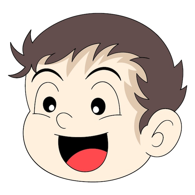 Handsome boy head was laughing happily from the side angle