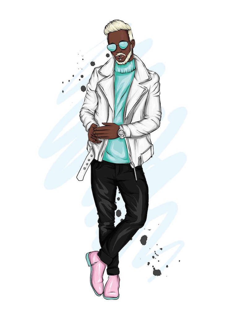 Vector handsome guy in stylish clothes