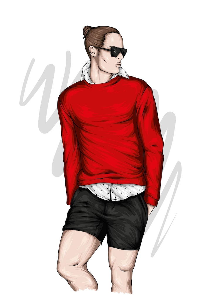 Vector handsome guy in stylish clothes