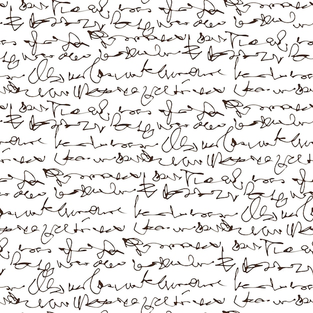 Handwritten abstract text scribbles vector seamless pattern