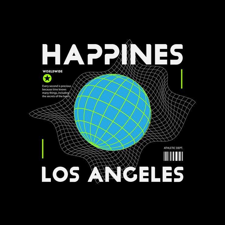 Vector happines los angeles tshirt and apparel design