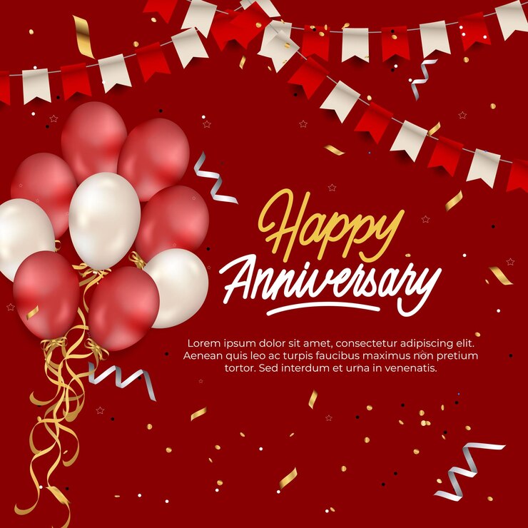 Vector happy anniversary balloons typography banner background illustration poster design
