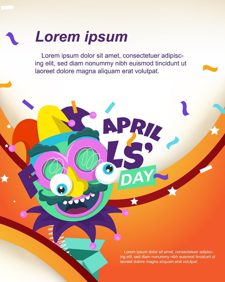 Vector happy april fools day poster template vector illustration