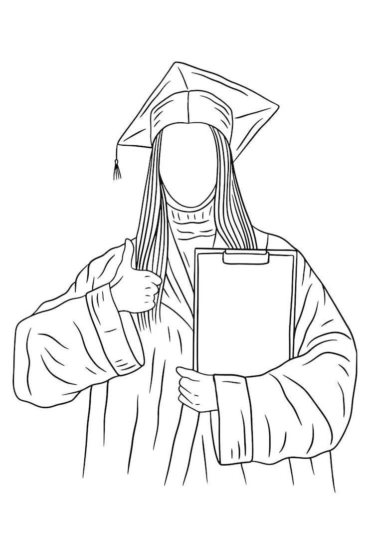 Vector happy best friends happy graduation women girls university line arts style hand drawn illustration