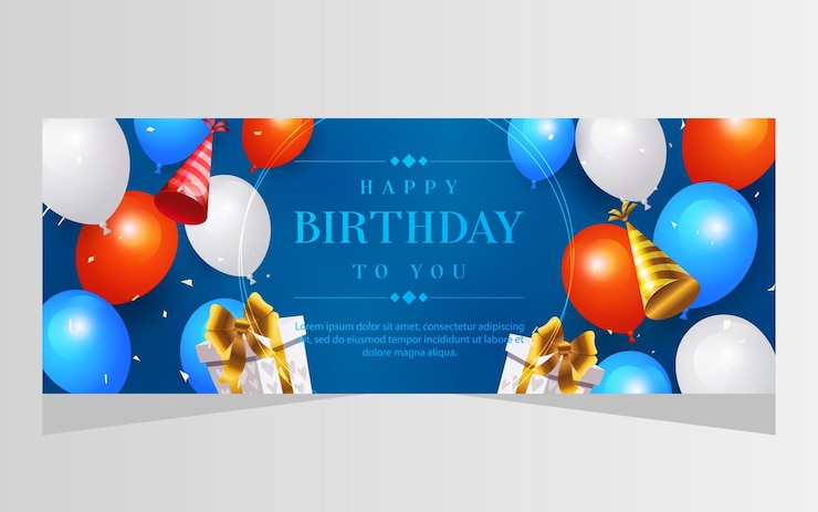 Vector happy birthday background with 3d ballon