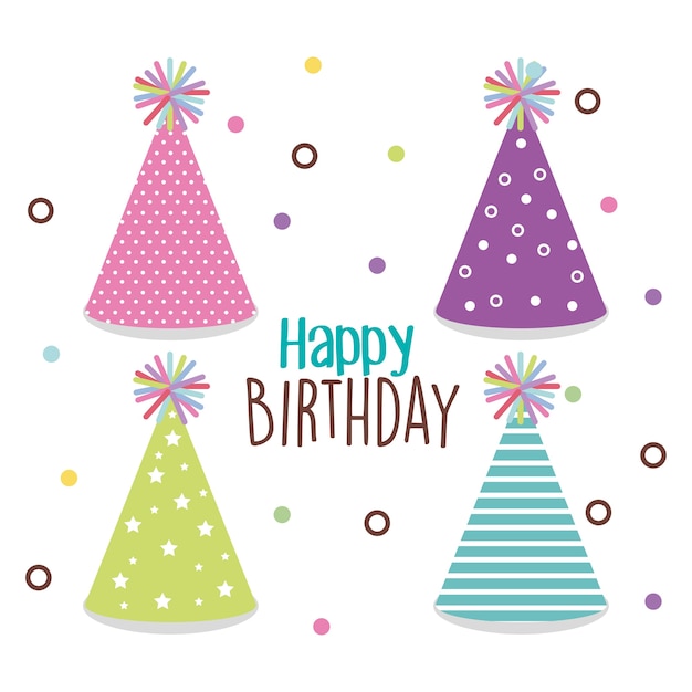 happy birthday card with hat party