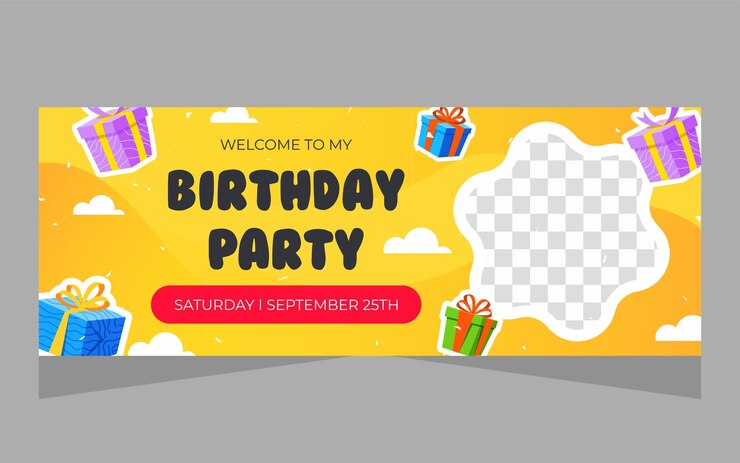 Vector happy birthday template banner