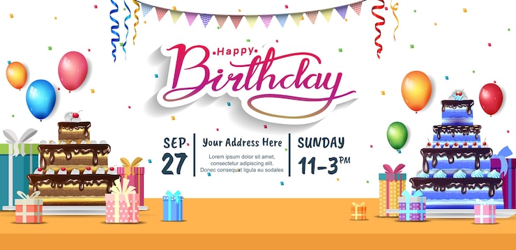 Vector happy birthday vector design with typography party element for celebration