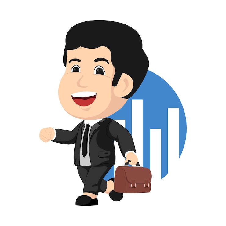Vector happy businessman walking
