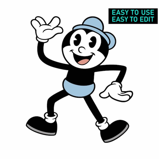 Happy cartoon dancing vector illustration isolated on a white background