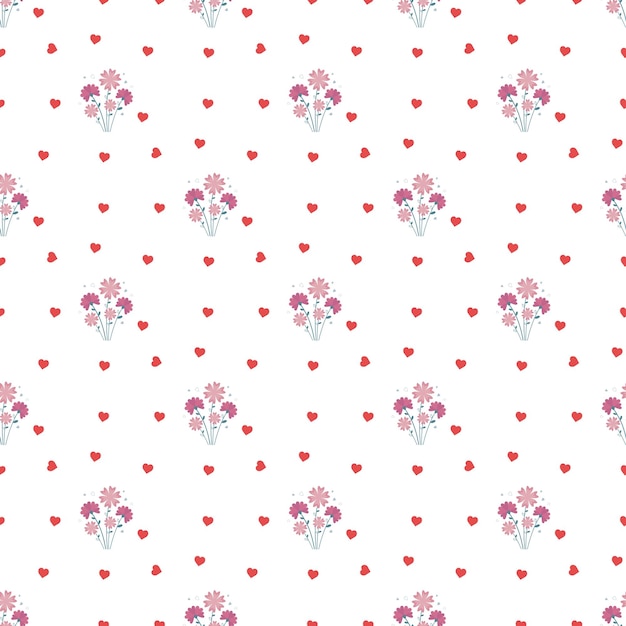 Happy decor with little flowers and heart symbols