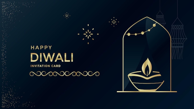 Vector happy diwali festival greeting card design with oil lamp hanging lamp light festival india