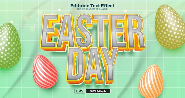 Happy Easter Day Editable text effect in modern trend style