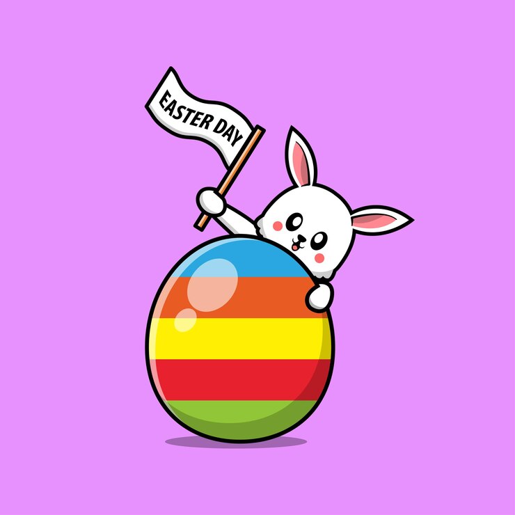 Vector happy easter day greeting with rabbit and egg